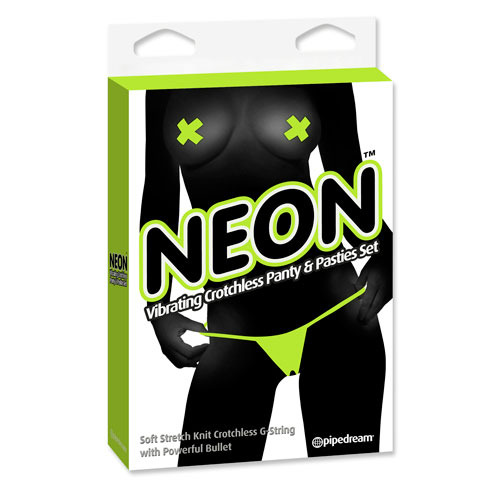 Green Neon Vibrating Panty and Pasty Set